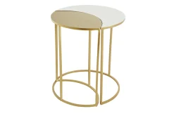 Miliboo Table D'appoint-Table d'appoint en métal laqué blanc et doré TOSCANE