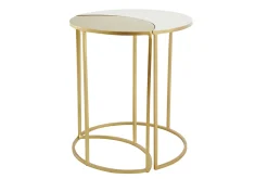 Miliboo Table D'appoint-Table d'appoint en métal laqué blanc et doré TOSCANE