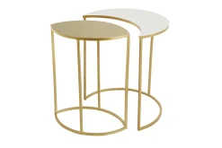 Miliboo Table D'appoint-Table d'appoint en métal laqué blanc et doré TOSCANE