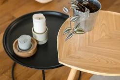 Miliboo Table Basse|Table D'appoint-Table d'appoint forme de feuille bois clair L60 cm PHYLL