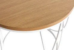 Miliboo Table Basse|Table D'appoint-Table d'appoint ronde bois clair chêne et métal blanc D42 cm LACE