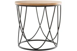 Miliboo Table Basse|Table D'appoint-Table d'appoint ronde bois clair chêne et métal noir D42 cm LACE