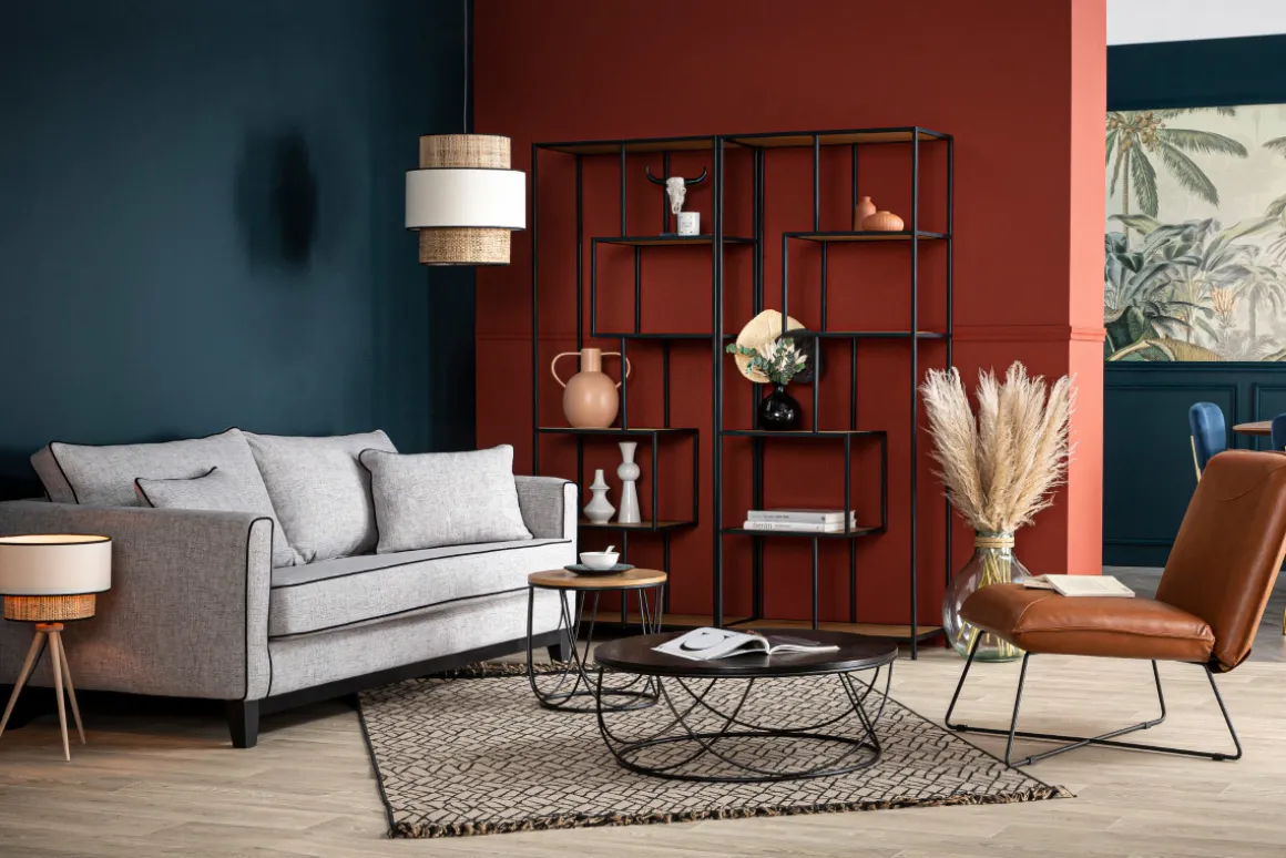 Miliboo Table Basse|Table D'appoint-Table d'appoint ronde bois clair chêne et métal noir D42 cm LACE