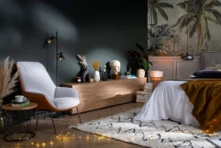 Miliboo Table Basse|Table D'appoint-Table d'appoint ronde bois clair chêne et métal noir D42 cm LACE