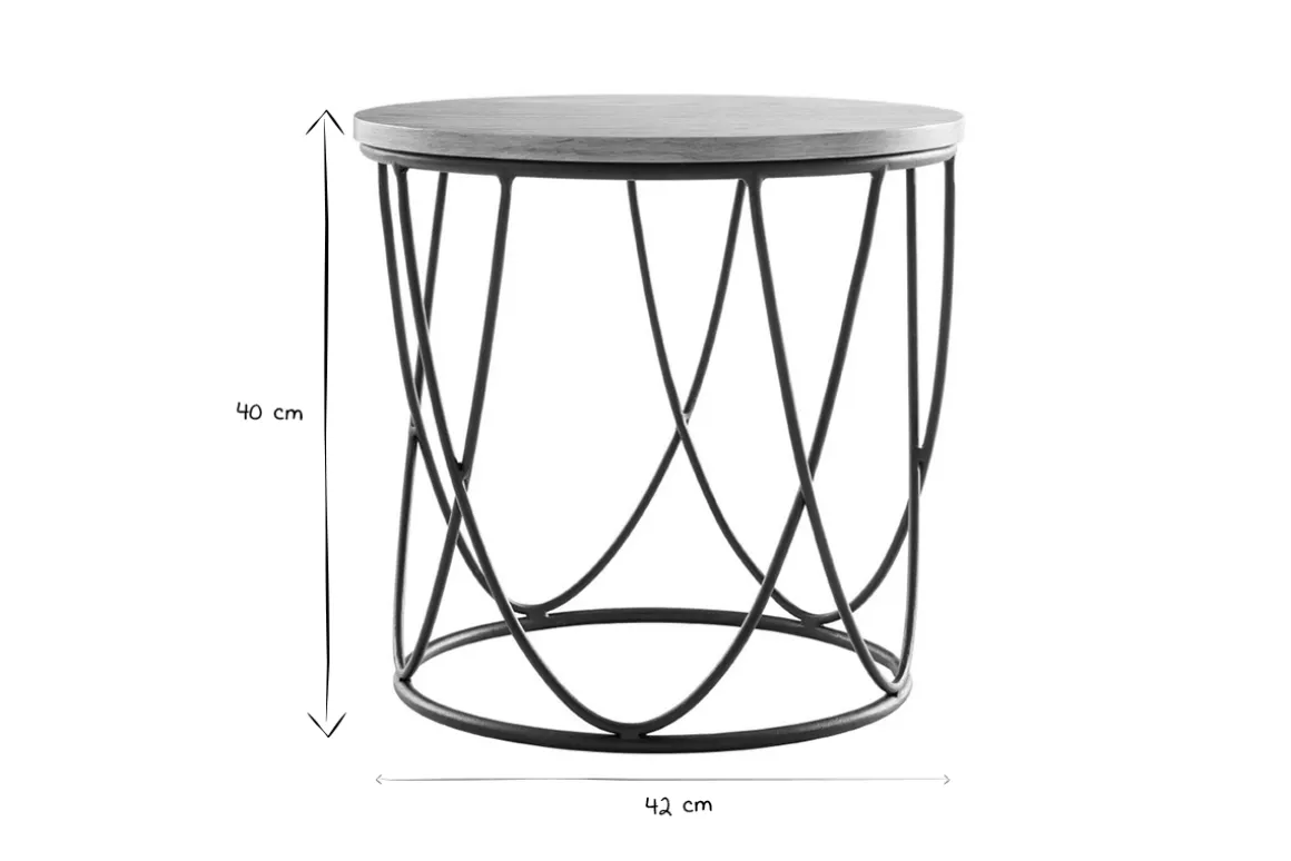 Miliboo Table Basse|Table D'appoint-Table d'appoint ronde bois clair chêne et métal noir D42 cm LACE