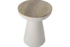 Miliboo Table D'appoint-Table d'appoint ronde design avec rangement en métal grège et bois manguier massif H52 cm TAM