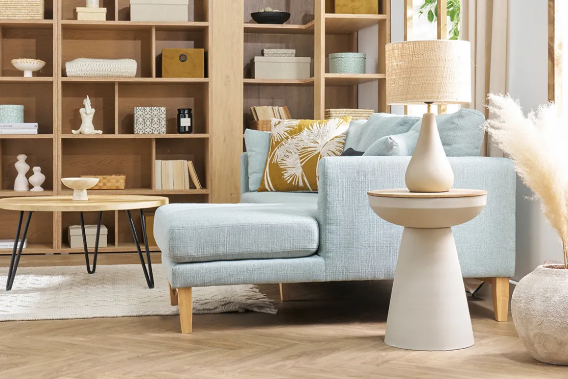 Miliboo Table D'appoint-Table d'appoint ronde design avec rangement en métal grège et bois manguier massif H52 cm TAM