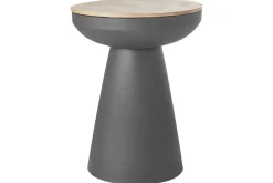 Miliboo Table D'appoint-Table d'appoint ronde design avec rangement en métal gris anthracite et bois manguier massif H52 cm TAM