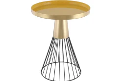 Miliboo Table Basse|Table D'appoint-Table d'appoint ronde en acier laqué moutarde et doré D41 cm SPLEEN