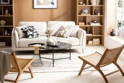 Miliboo Table Basse|Table D'appoint-Table d'appoint ronde en acier laqué moutarde et doré D41 cm SPLEEN