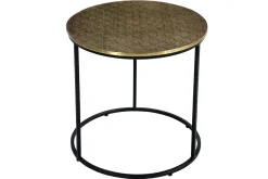 Miliboo Table Basse|Table D'appoint-Table d'appoint ronde en laiton frappé et métal noir D45 cm FLOOR
