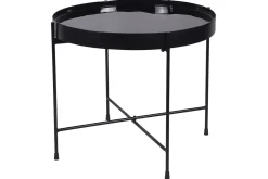 Miliboo Table Basse|Table D'appoint-Table d'apppoint ronde avec plateau réversible bleu canard / noir D51 cm SATEEN