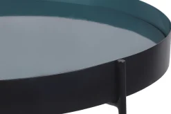 Miliboo Table Basse|Table D'appoint-Table d'apppoint ronde avec plateau réversible bleu canard / noir D51 cm SATEEN