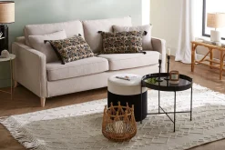 Miliboo Table Basse|Table D'appoint-Table d'apppoint ronde avec plateau réversible bleu canard / noir D51 cm SATEEN