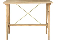 Miliboo Table De Bar / Bar-Table de bar en bois manguier massif et métal doré L130 cm MARGHA