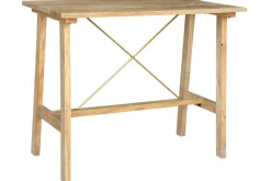 Miliboo Table De Bar / Bar-Table de bar en bois manguier massif et métal doré L130 cm MARGHA