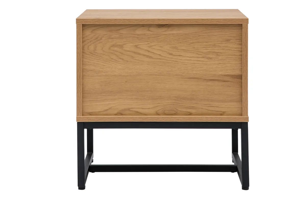 Miliboo Table De Chevet-Table de chevet avec rangements 2 tiroirs finition bois clair chêne et métal noir L50 cm LOVATO
