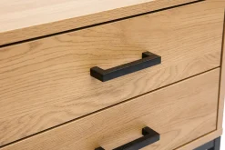 Miliboo Table De Chevet-Table de chevet avec rangements 2 tiroirs finition bois clair chêne et métal noir L50 cm LOVATO