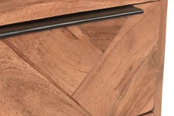 Miliboo Table De Chevet-Table de chevet avec rangements 2 tiroirs à motifs chevrons en bois massif et métal noir STICK