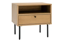Miliboo Table De Chevet-Table de chevet avec rangements finition bois clair chêne et métal noir L50 cm PERNELLE