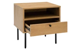 Miliboo Table De Chevet-Table de chevet avec rangements finition bois clair chêne et métal noir L50 cm PERNELLE