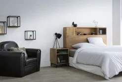 Miliboo Table De Chevet-Table de chevet avec rangements industriel bois manguier massif et métal perforé L43 cm RACK