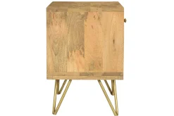 Miliboo Table De Chevet-Table de chevet avec rangements bois manguier massif gravé et métal doré L40 cm LINIUM