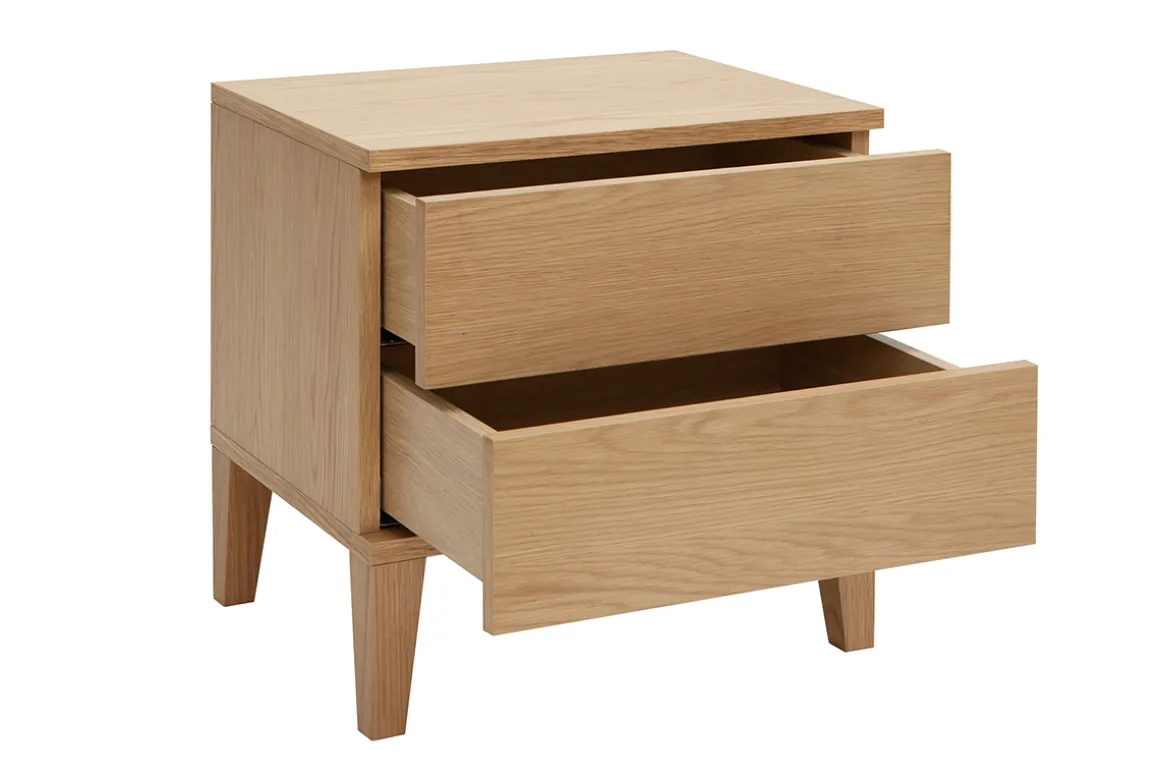 Miliboo Table De Chevet-Table de chevet avec rangements 2 tiroirs scandinave bois clair chêne L50 cm FREDDY