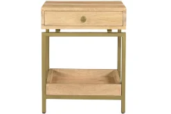 Miliboo Table De Chevet-Table de chevet avec rangements en bois manguier massif et métal doré OCTAVIE