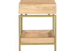 Miliboo Table De Chevet-Table de chevet avec rangements en bois manguier massif et métal doré OCTAVIE