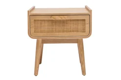 Miliboo Table De Chevet-Table de chevet avec tiroir en bois clair frêne et cannage rotin L50 cm ATHÈNE
