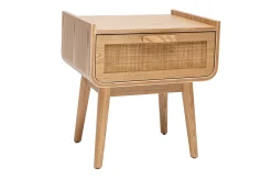 Miliboo Table De Chevet-Table de chevet avec tiroir en bois clair frêne et cannage rotin L50 cm ATHÈNE