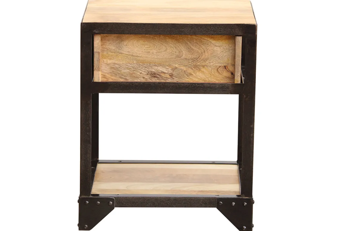 Miliboo Table De Chevet-Table de chevet avec tiroir industrielle en bois manguier massif INDUSTRIA