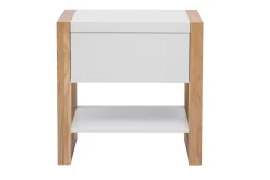 Miliboo Table De Chevet-Table de chevet blanc et bois clair frêne massif L55 cm ARMEL