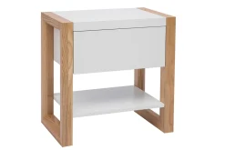 Miliboo Table De Chevet-Table de chevet blanc et bois clair frêne massif L55 cm ARMEL