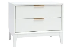 Miliboo Table De Chevet-Table de chevet blanche mat et métal doré avec rangements L60 cm GIANA