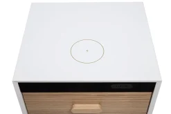 Miliboo Table De Chevet-Table de chevet connectée multimédia blanc mat et bois clair massif L40 c PAVAN