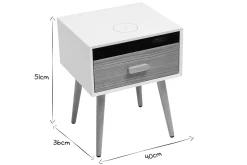 Miliboo Table De Chevet-Table de chevet connectée multimédia blanc mat et bois clair massif L40 c PAVAN