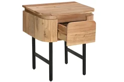 Miliboo Table De Chevet-Table de chevet en bois massif et métal noir avec tiroir L45 cm NAPOLI