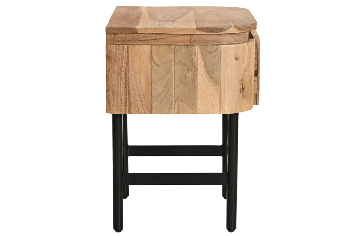 Miliboo Table De Chevet-Table de chevet en bois massif et métal noir avec tiroir L45 cm NAPOLI