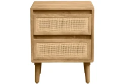 Miliboo Table De Chevet-Table de chevet en bois manguier massif et cannage rotin avec rangements 2 tiroirs L40 cm ACANGE