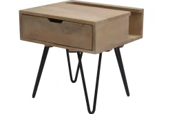 Miliboo Table De Chevet-Table de chevet industrielle bois manguier massif et métal noir VIBES