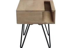 Miliboo Table De Chevet-Table de chevet industrielle bois manguier massif et métal noir VIBES