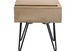 Miliboo Table De Chevet-Table de chevet industrielle bois manguier massif et métal noir VIBES