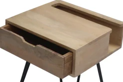 Miliboo Table De Chevet-Table de chevet industrielle bois manguier massif et métal noir VIBES