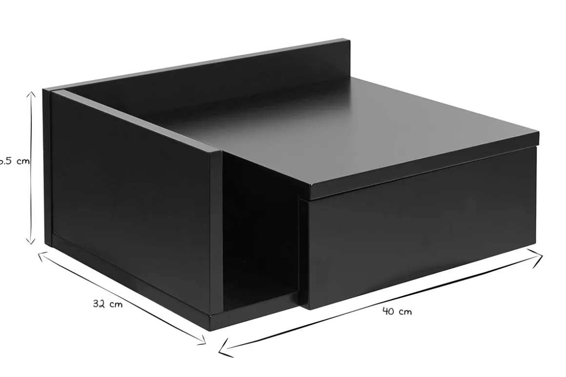 Miliboo Table De Chevet-Table de chevet murale noire avec tiroir L40 cm NASTY