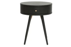 Miliboo Table De Chevet-Table de chevet ronde avec tiroir bois et métal noir D41 cm KORAL