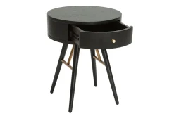 Miliboo Table De Chevet-Table de chevet ronde avec tiroir bois et métal noir D41 cm KORAL