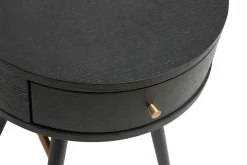 Miliboo Table De Chevet-Table de chevet ronde avec tiroir bois et métal noir D41 cm KORAL