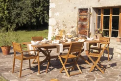 Miliboo Table De Jardin-Table de jardin extensible rallonges intégrées en bois massif L180-240 cm SANTO
